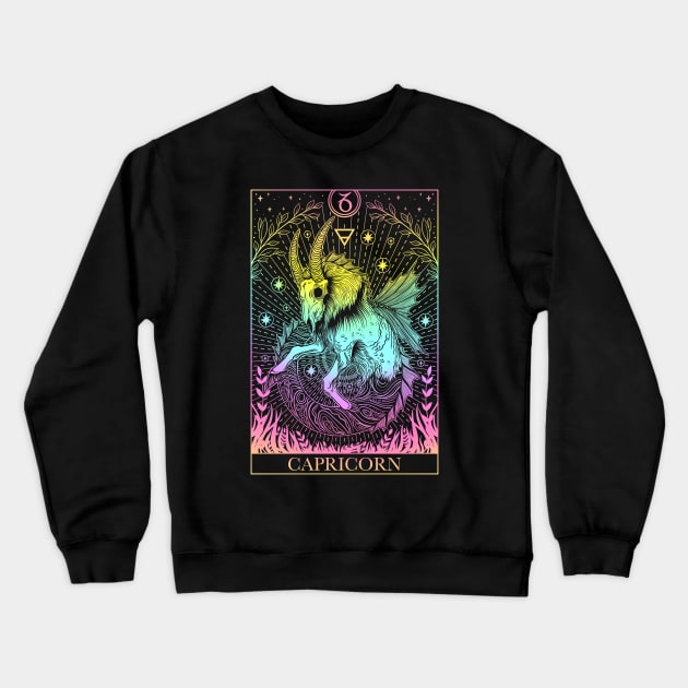 Zodiac sign tarot card Capricorn Crewneck Sweatshirt by OccultOmaStore